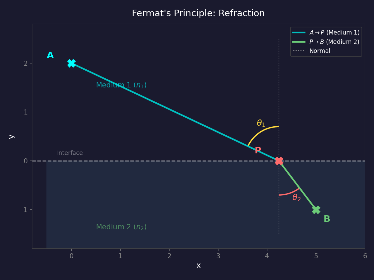 페르마의 원리: 굴절